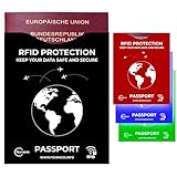 fouraces 4er Set RFID Blocker Schutzhülle - 4X Reisepasshülle, Pappe, Block gegen Datenklau, NFC Schutzhüllen