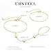 Ursteel Hand Chain Bracelet for Women, Dainty 14K-Gold-Plated Ring Bracelet Hand Chains for Women Non Tarnish Tiny Puffy Heart Finger Ring Bracelets Jewelry Gift for Women