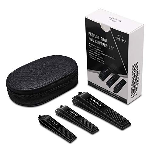 GOBETTER Nail Clippers Set, 3PCS Nail Cutter Set with Zippered Leather Pouch, Sharp Straight & Curved & Slant Cutting Blades, Perfect for Toenail, Fingernail & Ingrown nail