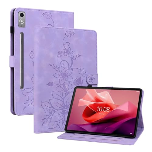 SLLMYYX Case for Lenovo Tab P12 12.7-inch 2023 TB370FU, Lily Flower PU Leather Slim Folio Tablet Cover (Purple) -  USBF-TX90-LEP12-14