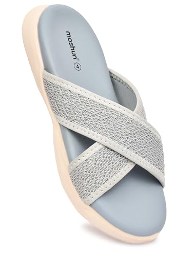Image of Moshun Criss Cross Sandals for Women & Girls | Multi Strap & X Strap Flat Sandals, Bounce Back Technology Footbed with Adjustable Strap, Anti-Slip Sole | Lightweight Daily Wear Casual Slip-On Sandals