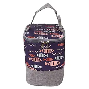 Insulated Baby Bottle Bag, Portable 3L Large Capacity Side Pocket Design Breastmilk Warmer Cooler Carrier Bag with Handle for Shopping (Fish)