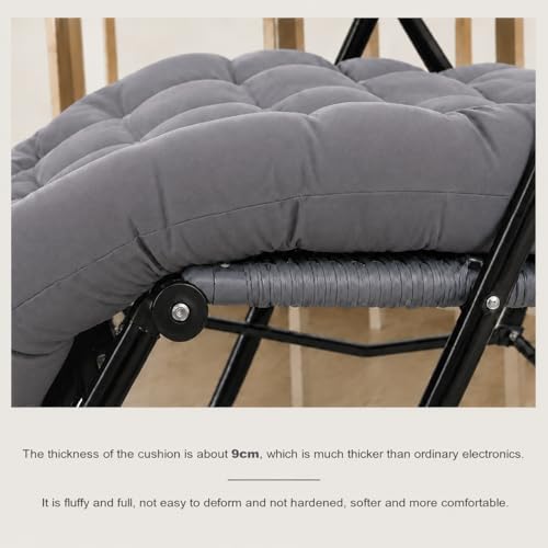 Image of KYNE Grey Rocking Chair Cushion 18 x 50 Inch Thick Tufted Chair Cushion with Backrest and Seat Pad Soft Premium Fabric Polyester Filling Non Slip Indoor Outdoor Rocking Chair Cushion