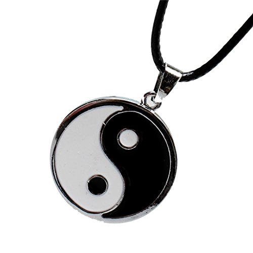 gazechimp Aço Inoxidável Fosco Terminado Yin Yang Colar De Pingente De Corrente De Couro PU