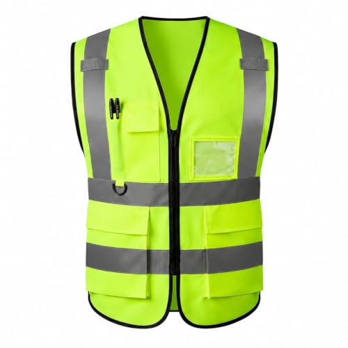 Hi Vis Vests for Women Men High Visibility Reflective Safety Security Vest with Pockets Zipper Front Meets ANSI/ISEA Standards (Green M)