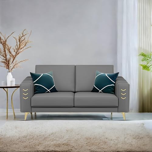 Image of Casaliving Falco 2 Seater Sofa Set for Living Room (Dark Grey Fabric) Premium Fabric Sofa
