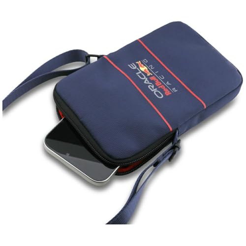 Image of CG MOBILE Redbull Racing Universal Phone Bag Official Licensed, Nylon Phone Bag With Oversized Vertical Logo, Crossbody, Protective Smartphone & Travel Sling Pouch for Unisex - Navy
