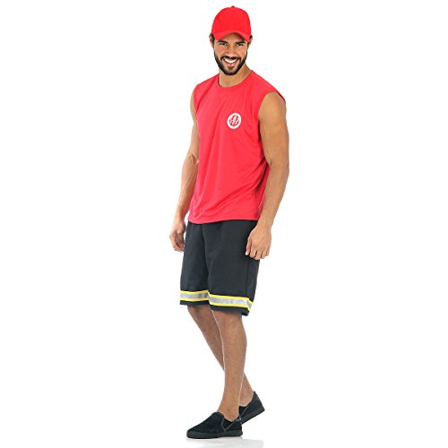 Bombeiro Verão Adulto Sulamericana Fantasias Vermelho/Preto GG 50/52