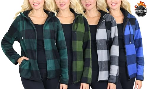 Galaxy by Harvic Women's Heavyweight Loose Fit Plaid Hoodie with Sherpa Lining - Ultimate Warmth & Comfort (S-L)3