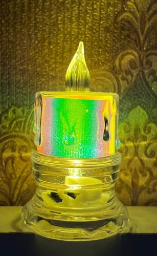 Image of Luxe LED Tea Light Candles | Flameless & Smokeless Diya | Decorative Acrylic Candle | Home Decor, Navratri Decor Items, Diwali Decoration Item, Room, Table, Pooja Room Decor (Yellow) | Popo Toys
