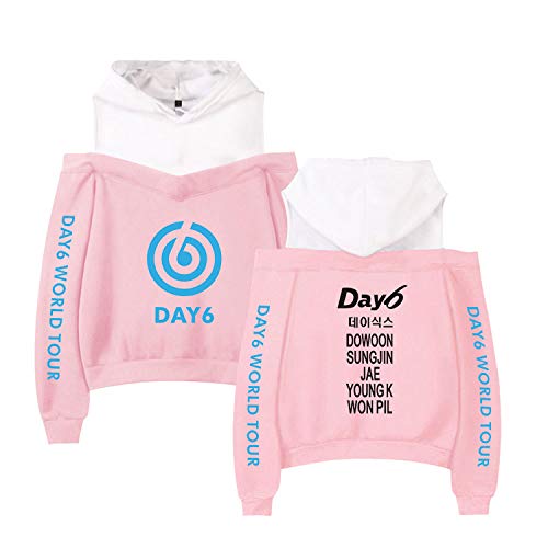 Xkpopfans Kpop DAY6 Hoodie World Tour Gravity Pullover Jae WonPil Off The Shoulder Sweatshirt L Pink B