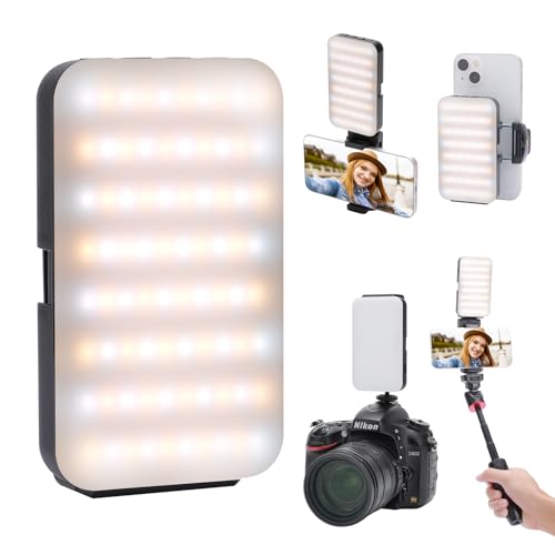 Newmowa Multifunctional Selfie Light with Phone Clip,Rechargeable Portable Light for Phone,Camera,3 Light Modes,Folding Phone Light for Selfie/Video Conference/Zoom Call/Live Stream/Makeup/TikTok