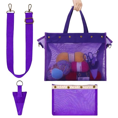 de para tejer y hacer ganchillo, de malla transparente de gran capacidad, bolsas de almacenamiento para proyectos de ganchillo e , para el hogar, viajes, escuela como regalo