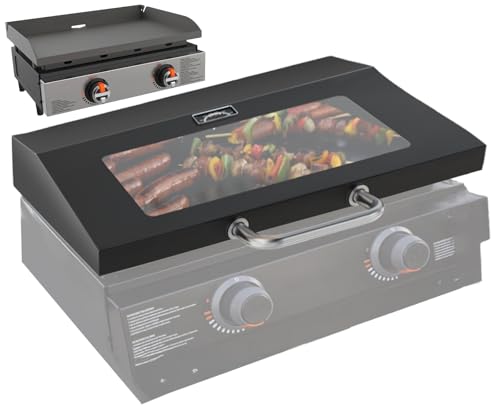 Hinged Lid for Blackstone 22 Inch Omnivore 1666 Griddle (2024 Model) Clear View Glass Hard Hinged Cover with Thermometer for Blackstone 1813 2205 2304 2271 2386 2350 Flat Top Griddle Accessories