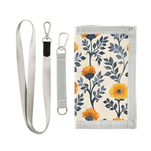 ALAZA Kids Wallets for Boys Girls Toddler Trifold Wallet Children Small Marigold Flowers with Zipper Coin Pocket