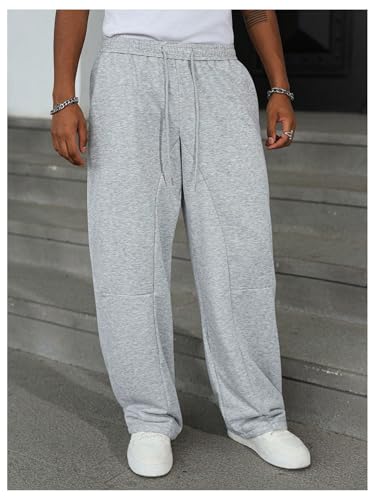 SHENHE Men's Baggy Sweatpants Open Bottom Wide Leg Loose Sweat Pants Lounge Workout Pants4