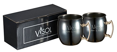 Visol Personalized Kremlin Gun Metal Finish 16 oz Moscow Mule Mug with Free Engraving