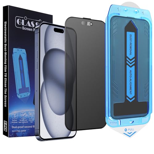 SIERDE 2-Pack Matte Privacy Screen Protector for iPhone 14 Pro Max and iPhone 16 Plus and iPhone 15 Plus 6.7-Inch 9H Tempered Glass Full Coverage Anti-Fingerprint Auto Dust-Elimination No Bubble Easy Installation