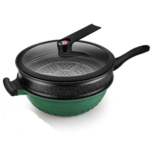 Wok de aluminio fundido con antiadherente y tapa, 12.6 pulg miniatura 2