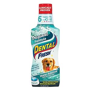 Dental Fresh Water Additive for Dogs, Original Formula (8 Oz.) – Bad Breath Solution for Dogs – Add to Water Bowl to Help Whiten Teeth, Eliminate Bad Breath – Dog Teeth Cleaning to Improve Oral Health