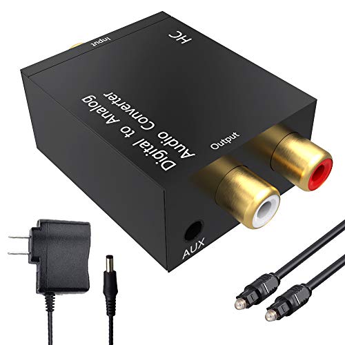 Digital to Analog,Digital to Analog Converter,DRLSS DAC Digital SPDIF Optical to Analog L/R RCA Converter Toslink Optical to 3.5mm Jack Audio Adapter for PS3 Xbox HD DVD PS4 Amps Apple TV Home Cinema