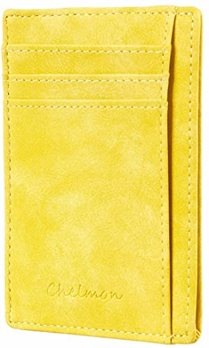 Chelmon Slim Wallet Rfid Front Pocket Wallet Minimalist Secure Thin Credit Card Holder(Yellow) #TOP13