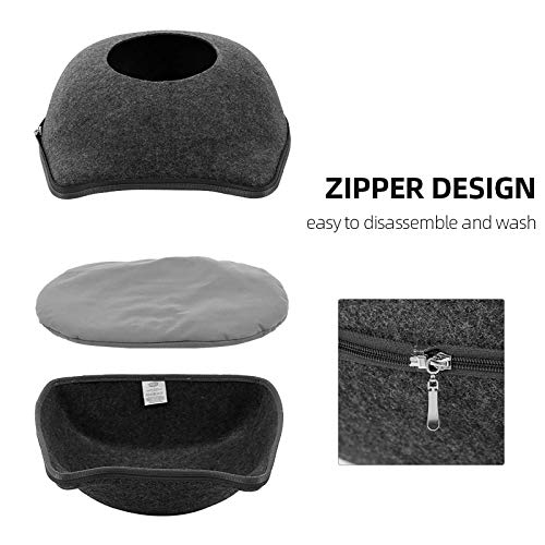 Panier de maison pour chat lavable et stable en feutre marron