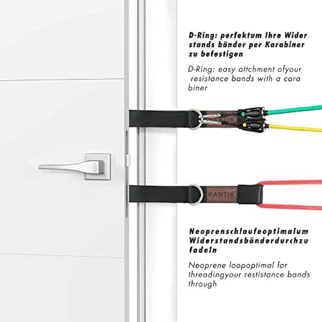 Door Anchor for Resistance Bands Gym & Home Fitness Workout Band Heavy Duty with D Ring Solid Nylon Core Dense Foam Super Strong Nylon Webbing and Neoprene Padding