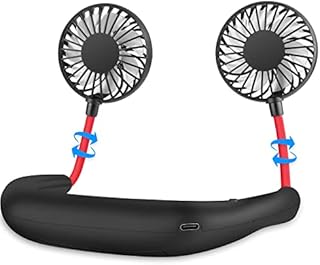 RUNDONG Neck Fan,Portable Fan Hand Held USB Mini Personal Sports Neck Hanging Fan Desk Small Hand Free Fan Perfect for Office Household Travel Room Outdoor Sports (Black)