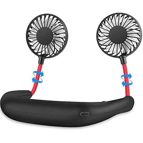 RUNDONG Neck Fan,Portable Fan Hand Held USB Mini Personal Sports Neck Hanging Fan Desk Small Hand Free Fan Perfect for Office Household Travel Room Outdoor Sports (Black) Cover