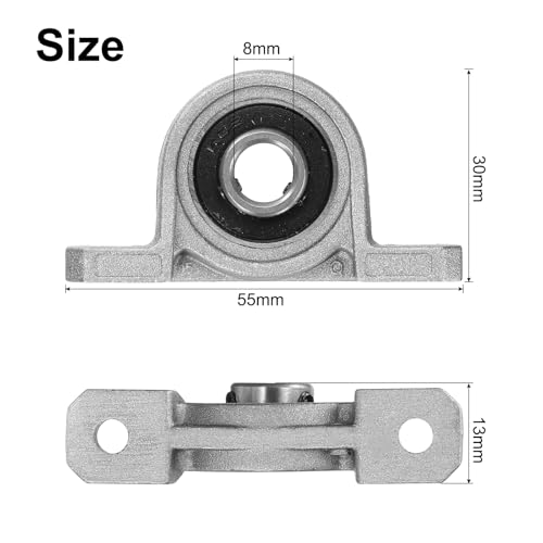 QUARKZMAN 2 Stück KP08 Pillow Block Lager 8mm Bohrung Lagergehäuse Zinklegierung, P6(ABEC3)