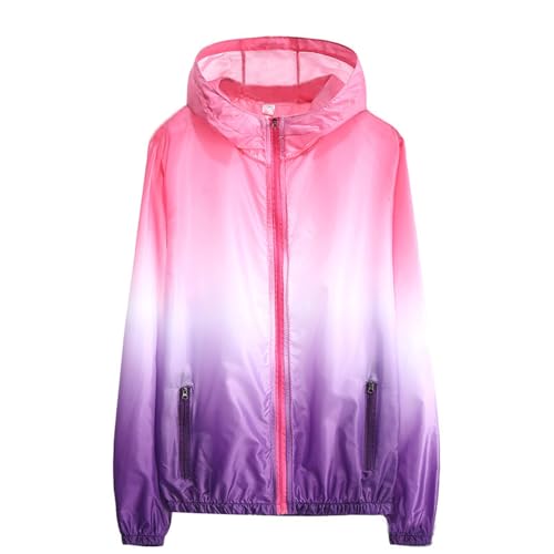 Sudadera con capucha para niños con cremallera UPF 50+, chaqueta ligera para niños y niñas, tops deportivos, Rosa., 8-9 años