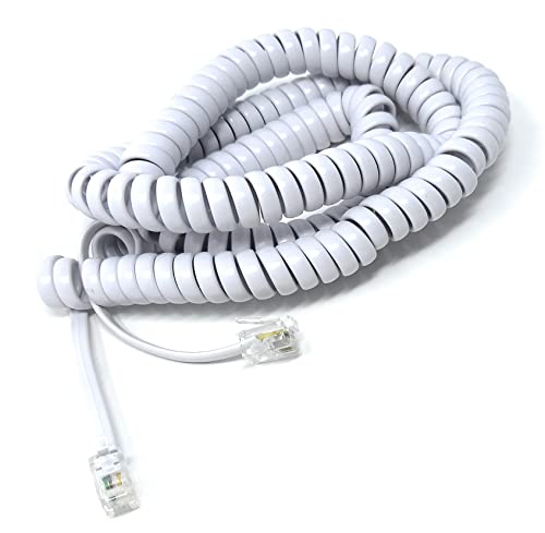 DRUT 4m Coiled RJ10 RJ9 RJ22 4P4C 4 PIN Telephone Handset Curly Lead Cable 13ft White, 4 meters - Image 4
