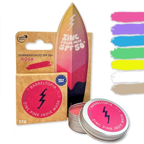Barreltopia Surf Sun Stick - Sunblocker spf 50 + Sonnen Creme – Premium Zinc Oxide Sunscreen Blocker Sonnencreme – Suncream stick - Zinc stick Soul Surfer - Sunblocker gesicht und Lippen (rosa)