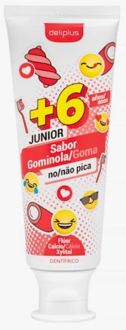 Junior Toothpaste, Gum Flavor, Gel Form, 75ml, Ages 6+, Fluoride Free, Pack of 5