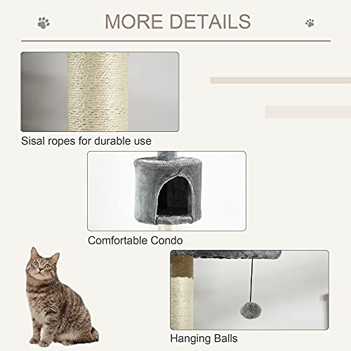 Árbol para gatos ajustable de 4 niveles gris miniatura 5
