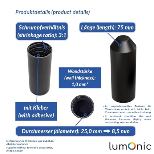 Couvercle rétractable Lumonic en polyoléfine 3:1 pour isolation de câbles