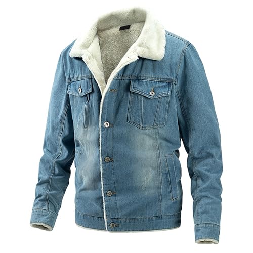Veste en denim col fourrure homme l'esprit vintage pour un hiver chaleureux