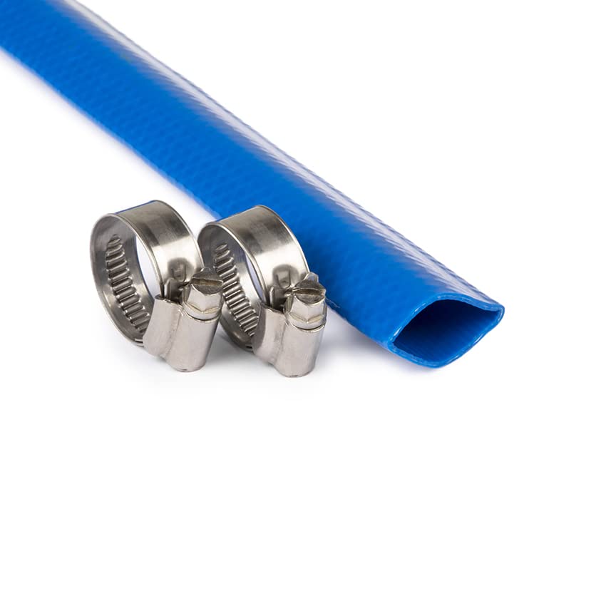 PVC Flachschlauch DN=20mm supreme mit zwei Schlauchschellen (L=50m)- Ablaufschlauch - Abflussschlauch