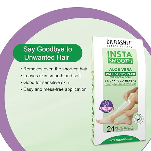 Image of DR.Rashel Insta Smooth Aloe Vera Wax Strips Pack for face and body(24 Wax Strips)