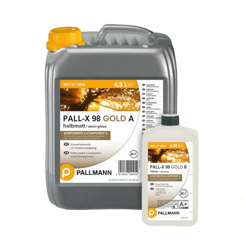 PALL-X 98 GOLD A+B polumat lak za parket 4,95 L lak za parket uklj. učvršćivač drvena žbuka RE brušeni parketi i drveni podovi NOVO