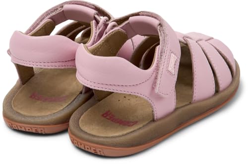 Camper Para Menina. 80177-083 SandáLias Bicho Em Pele Cor-De-Rosa (27), Couro, Plano, Velcro, Casual, SustentáVel, Moda Infantil - 2