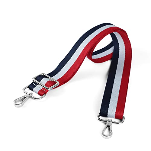 befen Bandoulière de rechange en nylon pour sac à main et sac à main, Rouge, blanc, bleu marine, boucle argentée Cover