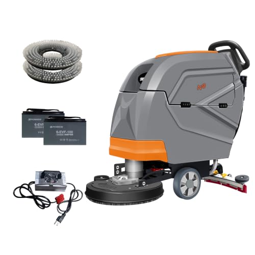 Image of N3 20 inch Walk-Behind Scrubber Kit,31 inch Squeegee,190 RPM | sturdy metal frame & wear-resistant ABS; full kit with 2 brushes 2 rubber lips; Perfect for retail; epoxy & greasy floors