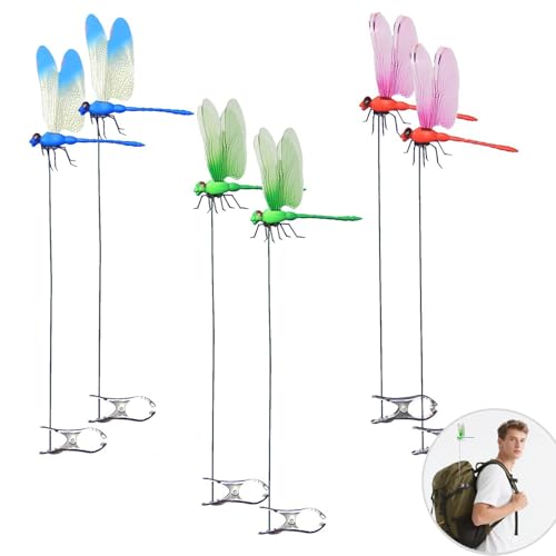 Dragonfly Clips Bug Repellent - 3D Dragonfly Hat Clips, 6 Pack Clip on Dragonfly for Garden Decor Deer and Horse Fly Deterrent for Patio,Garden,Outdoor and Indoor