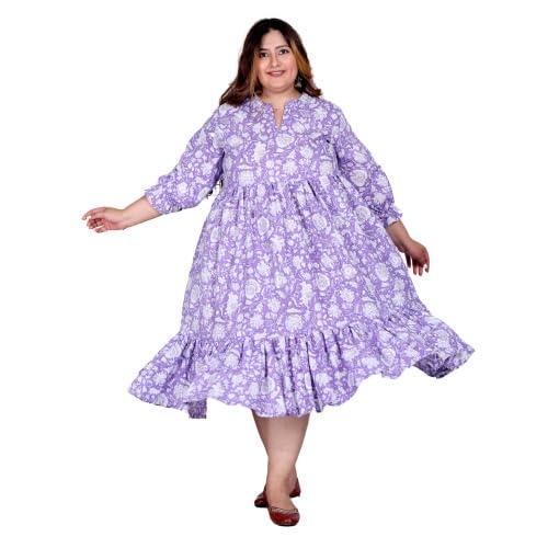 swasti Women Pure Cotton Plus Size Floarl Printed Gown Purple-picture-22