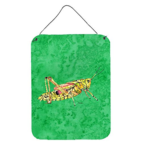 Caroline's Treasures 8849DS1216 Grasshopper on Green Wall or Door Hanging Prints Aluminum Metal Sign Kitchen Wall Bar Bathroom Plaque Home Decor Front Door Plaque, 12x16, Multicolor
