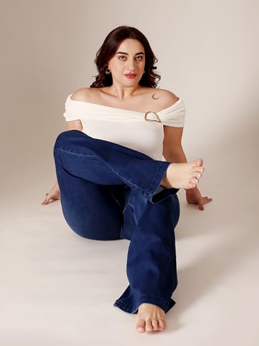 Image of Miss Chase A+ Women's Wide-Leg High Rise Regular-Length Stretchable Denim Jeans