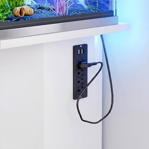 Image of 55-75 Gallon Aquarium Stand with Power Outlet, Heavy Duty Fish Tank Stand with 4 Cabinets, Storage Cabinet for Turtle Tank & Reptile Terrarium, 880LBS (47 inch-White)