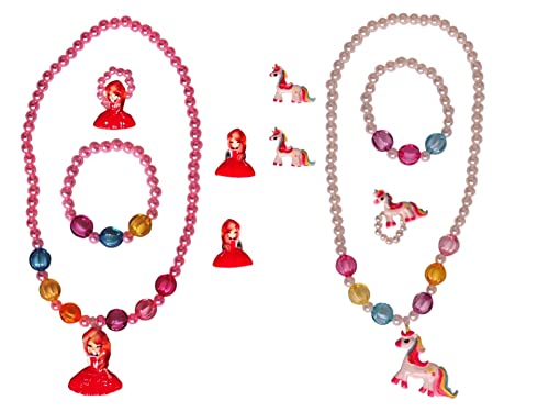 4 Seasons Unicorn style Girls Jewellery set with necklace bracelet earring and ring (Pack of 2) (B09JKW6K9P) Amazon Price History, Amazon Price Tracker